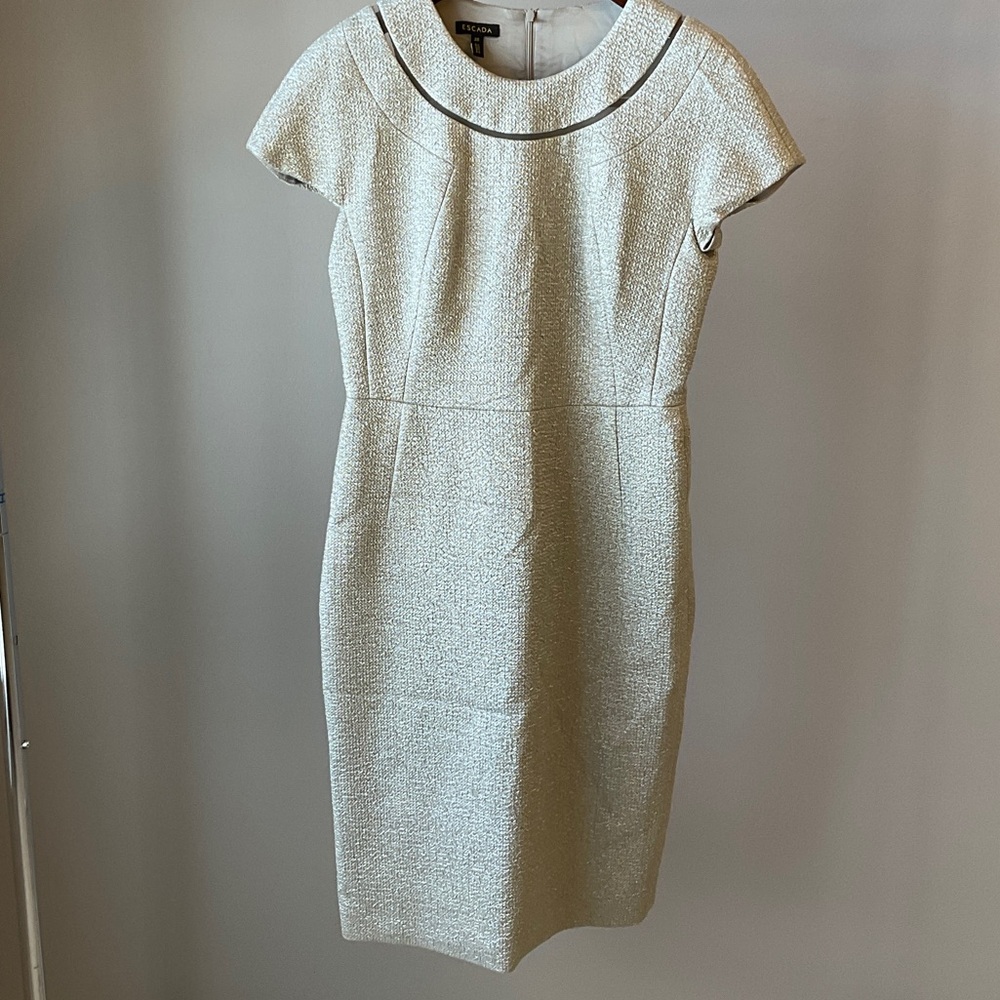 Escada Gold Glitter Cap Sleeve Dress